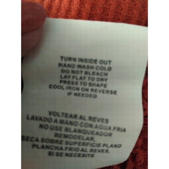 Thermal Top Size S Long Sleeve Henley  Lace Rib Knit Pinky Rust Cottage Y2K Retr - Picture 10 of 11